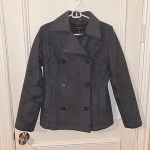 American Eagle Grey Double Breasted Wool Peacoat